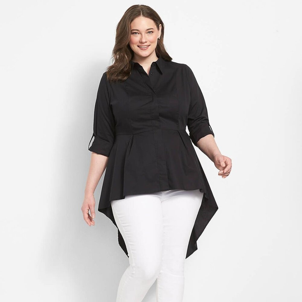 LaneBryant Long Sleeve Extreme Peplum Tunic (size: 22)